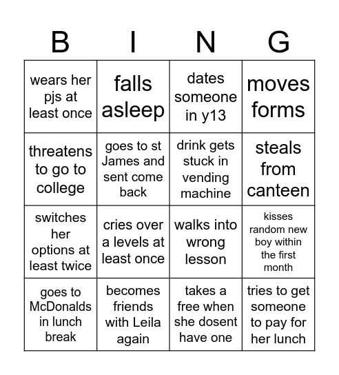 justyna's bingo Card