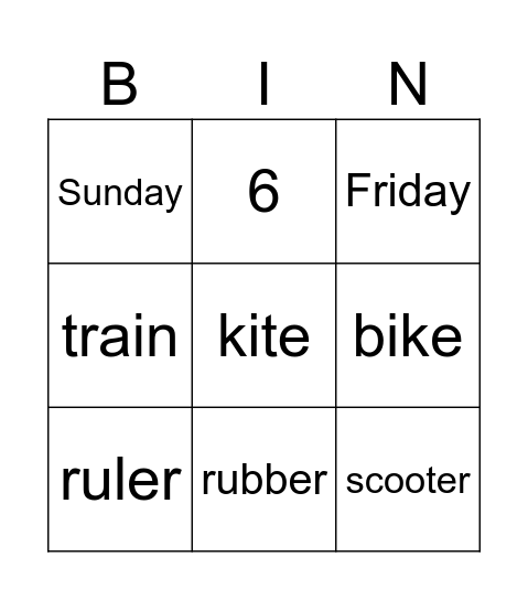 Family and Friends 1 Bingo Card