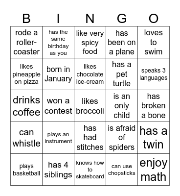 Find someone who... Bingo Card