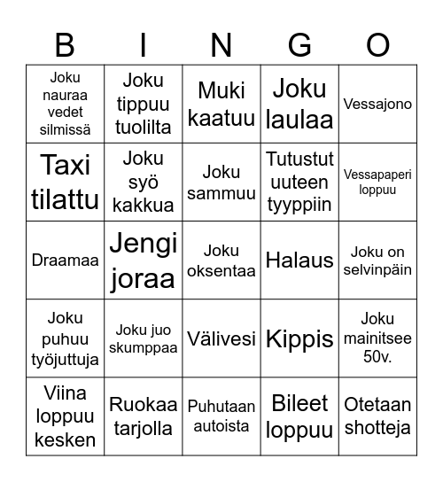 Niina 50v. Bingo Card