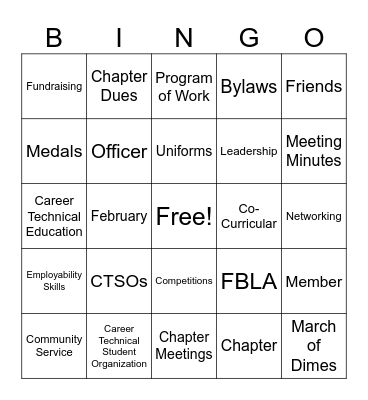FBLA BINGO Card