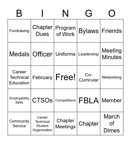FBLA BINGO Card