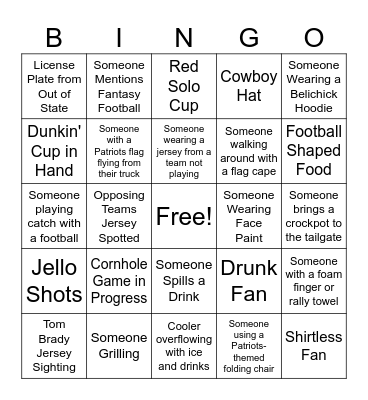 Foxborough Frenzy: Patriots Tailgate Bingo Card