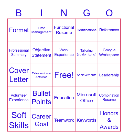 Importance of Resume's Bingo Card