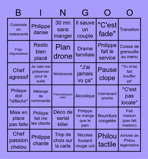 Cauchemar en cuisine Bingo Card