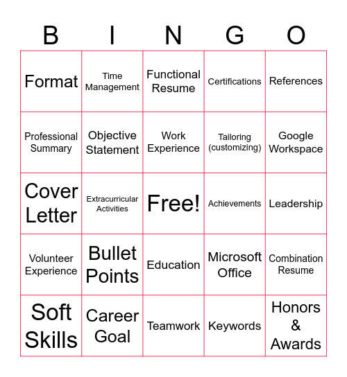 Importance of Resume's Bingo Card