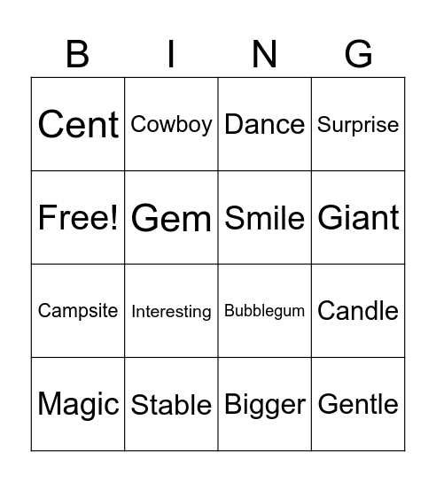 Spelling! Bingo Card