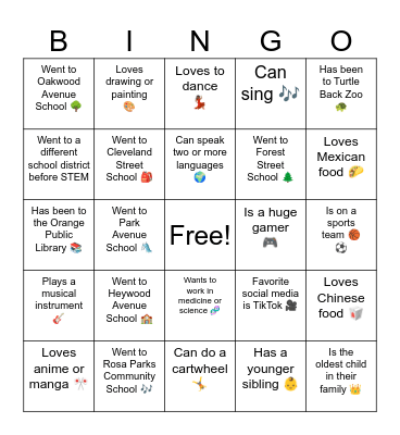 IceBreaker Bingo Card