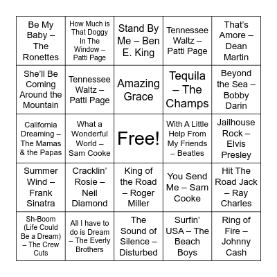Musical Bingo! Bingo Card