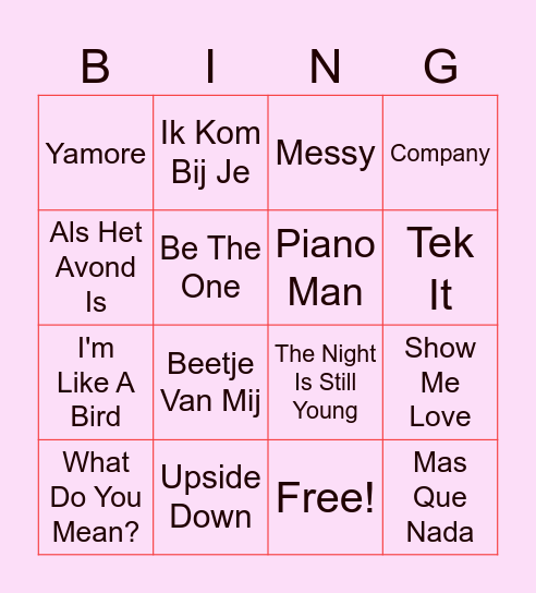 Bibi's muziek bingo Card