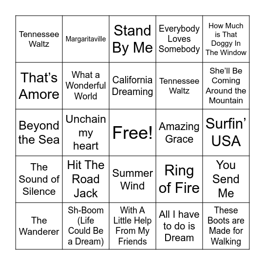 Musical Bingo! Bingo Card
