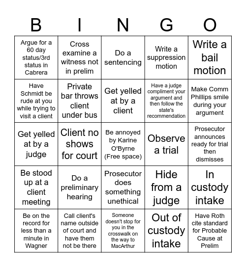 Intern Bingo 2025 Bingo Card