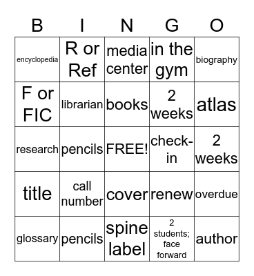 Library Lingo Bingo Card