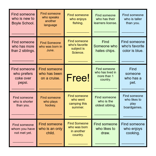 Find Someone Who... Bingo Card