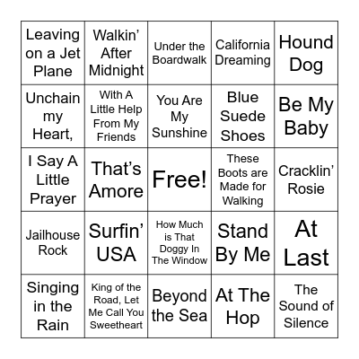 Musical Bingo! Bingo Card