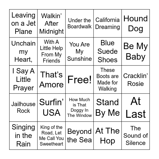 Musical Bingo! Bingo Card