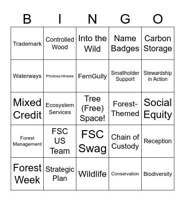FSC Bingo - Stewardship in Action Bingo Card