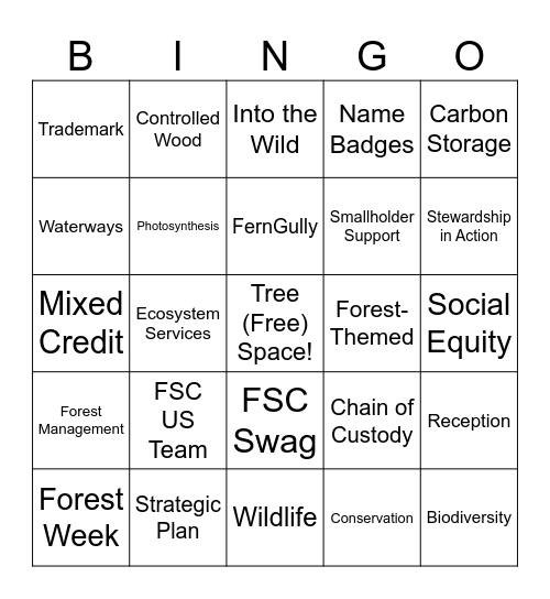FSC Bingo - Stewardship in Action Bingo Card