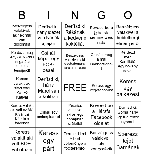 Felvi Bingo Card