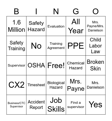 CX2 Bingo Card