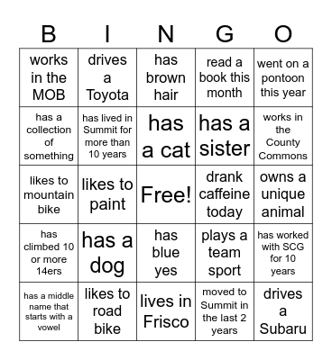 Find a person who... Bingo Card