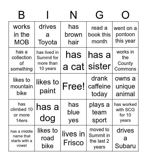 Find a person who... Bingo Card