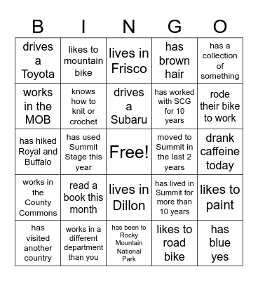 Find a person who... Bingo Card