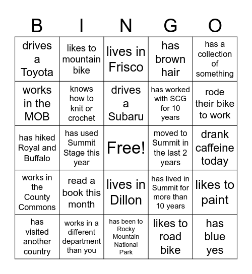 Find a person who... Bingo Card