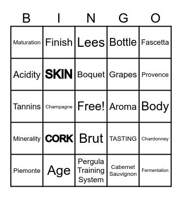Wine Bingo Card