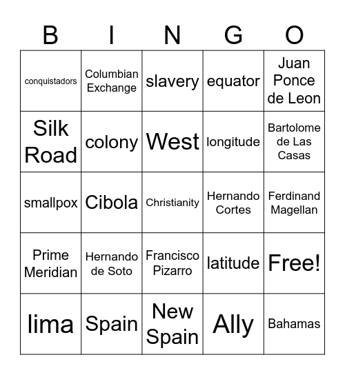 Chapter 4 Bingo Card