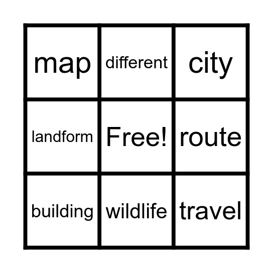 What Makes this Place Special? Vocab Bingo Card
