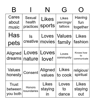Healthy Relationships - Bingo! Bingo Card