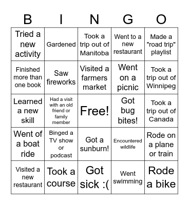 Welcome Back Bingo! Bingo Card