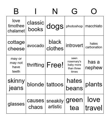 riann bingo Card