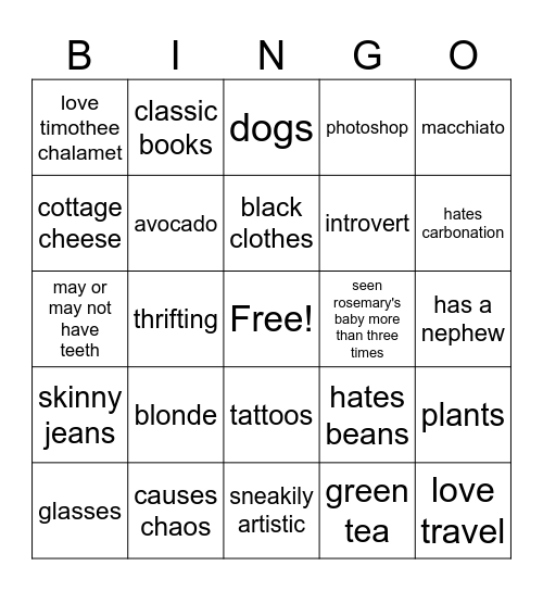riann bingo Card