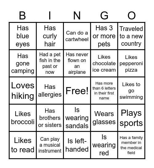 Human Bingo Card