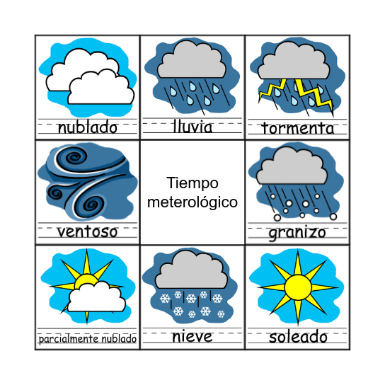 El tiempo meteorológico Bingo Card