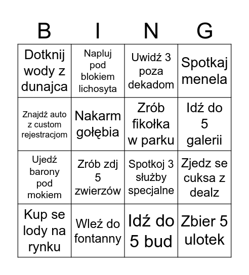 Bingo Nowy Targ Bingo Card