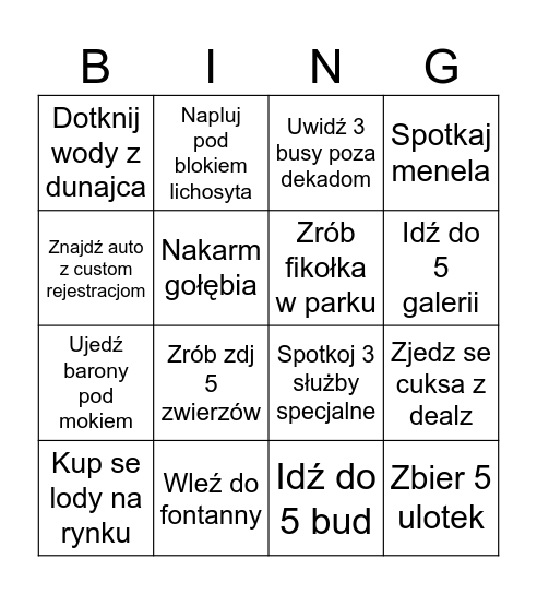 Bingo Nowy Targ Bingo Card