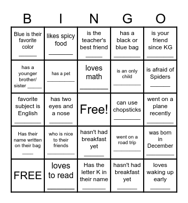 Find That Person! Bingo Card