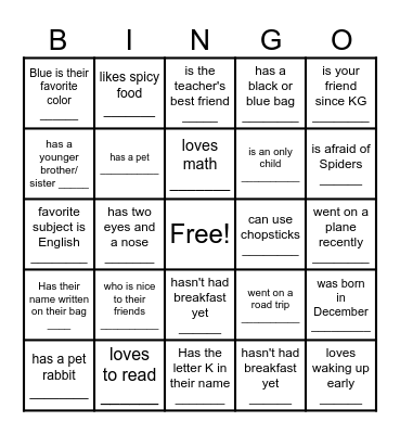 Find That Person! Bingo Card