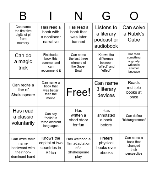 Find someone who... Bingo Card