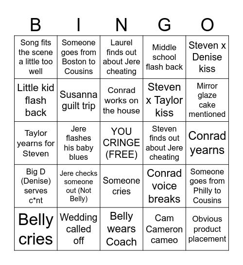 TSITP Bingo Card