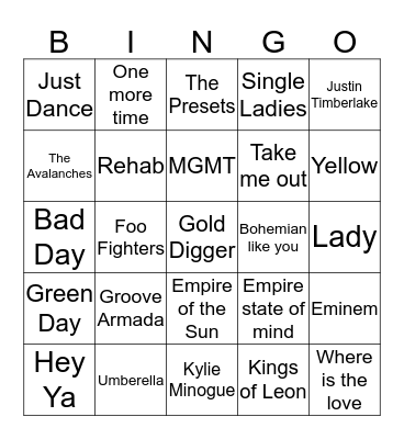 The Noughties - 00s  Bingo Card