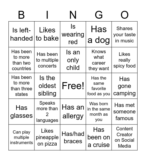 Icebreaker Bingo: Find Someone Who Bingo Card