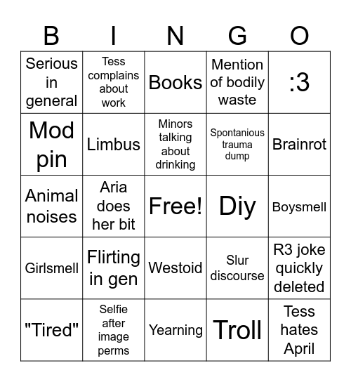 Valley bingo Card