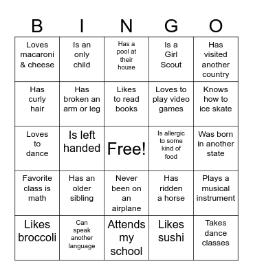 Cheer Bingo Card