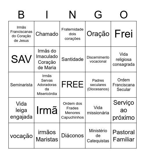 BINGO VOCACIONAL Bingo Card