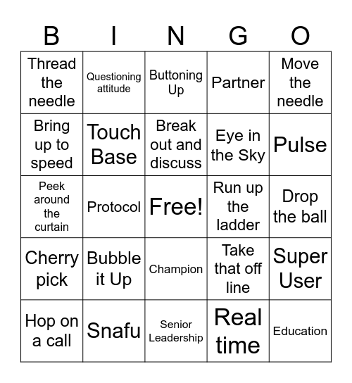 Staff Meeting Bingo! Bingo Card