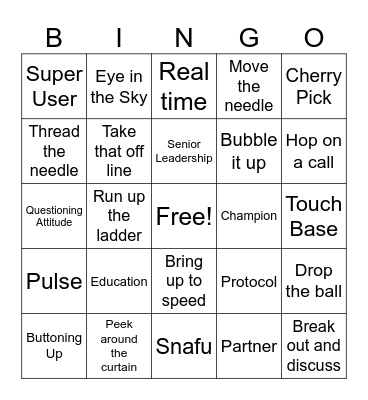 Staff Meeting Bingo Card